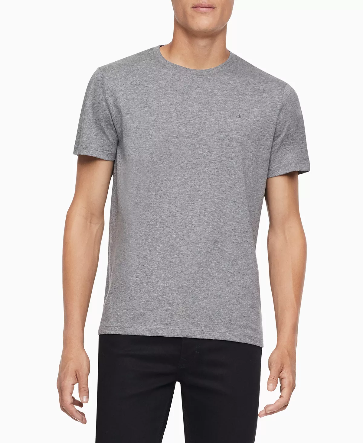 Calvin Klein Men's Liquid Cotton Short Sleeve Crewneck T-Shirt, Gray Heather, Medium